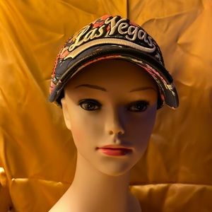 Robin Ruth quilted flowered distressed cap with Las Vegas embroidered cap